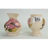 Moorcroft Pink Magnolia on Cream Ground Vases: height of tallest 9.