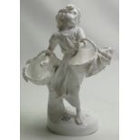 Scarce Spode Copelands glazed white figure: Cherub with 2 baskets, firing crack to one basket.