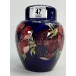 Moorcroft Anemone on blue ground ginger jar: height 16cm