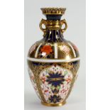 Royal Crown Derby Imari Twin Handled Vase: height 15cm