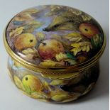 Moorcroft enamel Circular box HEDGEHOG: Mid size, 50/50, hand painted and signed by artist monogram,