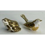 Royal Crown Derby Aura Patterned Frog & SongBird: Both Boxed(2)