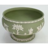 Wedgwood green jasperware footed egg bowl: dated 1981, diameter 22cm.