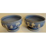 Pair of Wedgwood pale blue Jasperware footed fruit bowls: Measuring 22cm wide.