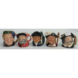 Royal Doulton Small Character jugs: Aramis D5454, Sancho Panca D6461, Bacchus D6505,