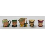 Royal Doulton miniature character jugs: Dick Turpin, Mr Picwick, The Gardener D6638,