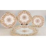A collection of early 20th century Coalport raised gilded dinner ware: Comprising large platter,