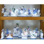 A large collection of Rye Pottery Chaucer's Canterbury Tales Pilgrim's Progress Figures(18):