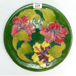 Moorcroft Hibiscus on Green Ground plate: diameter 31cm