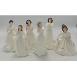 6 x smaller Royal Doulton figures: Sweet Dreams 3394, Welcome 3764, Forget me Not 3388, Joy 3875,