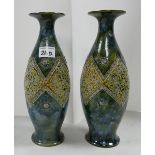 A pair of Doulton Lambeth art nouveau vases: by Linnie Watt, circa 1905.