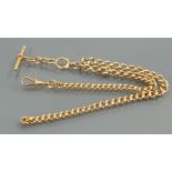 Victorian 18ct gold double Albert watch chain: length 41cm,60.5g.