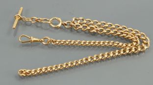 Victorian 18ct gold double Albert watch chain: length 41cm,60.5g.