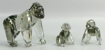 Swarovski crystal SCS 'Endangered Wildlife' Gorillas: boxed with certificates (3)