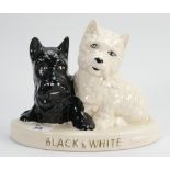 Brentleigh Ware Vintage Black & White Whisky Advertising Bar Stand modelled as Two Scottie Dogs: