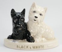 Brentleigh Ware Vintage Black & White Whisky Advertising Bar Stand modelled as Two Scottie Dogs: