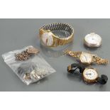 Group of watches and jewellery: Includes two 9ct gold ladies wrist watches,