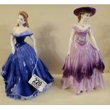 Two larger size COALPORT lady figures: Diana & un named.