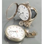 Gents silver key wind pocket watch: together with Oriosa non silver later keyless pocket watch with