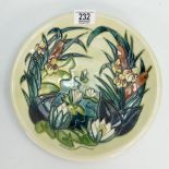 Moorcroft Bullrush Plate: silver stripe seconds, dated 1995,