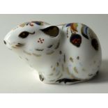 Royal Crown Derby paperweight Bank Vole members pack: Gold stopper, first quality, original box.