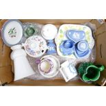 Job lot of assorted Wedgwood: Includes green & blue jasperware, lustre, nursery,