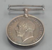 WWI sterling silver Great War Medal: Gnr T Beddow 176154