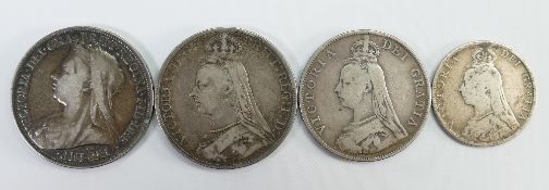 2 Victorian crowns plus double & single florin; 1887 & 1894,