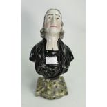 Enoch Wood pottery bust of John Wesley: Height 29cm. (Impact chip and crack to base edge).