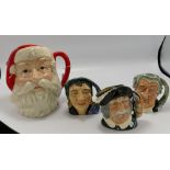 4 x Royal Doulton character jugs: Large Santa Claus D6704, smaller size Sancho Panca,