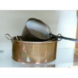A collection of Brass Handled Pans: together with similar lidded sauce pan(4)