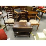 Oak Drinks Trolley: 2 Ladder back chairs & similar item(4)