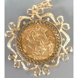Full sovereign in 9ct pendant Edward VII 1906: Gross weight 13.