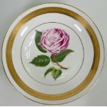 Minton gilded & handpainted fruit bowl: painted with a rose and signed Lynn Sumner,