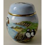 Elliot Hall enamel larger GINGER JAR PUFFIN: 66mm high with certificate & box,