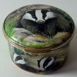 Moorcroft enamel circular box BADGERS: Mid size, 7/50,