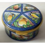 Moorcroft enamel circular box Le JARDIN: Larger size, 6/150,