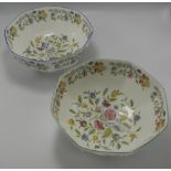 Minton Haddon Hall & Haddon Hall Bicentenary Octagonal Fruit bowls: diameter 21cm(2)