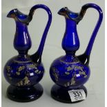 Pair Victorian Bristol Blue glass vases: