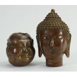 Bronze Four Faces of Buddha & Bronze Bust of a Goddess: