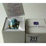 Elliot Hall enamel EGG SNOWDROP damaged: 40mm high, with certificate & box, limited edition 54/100,