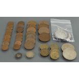 A group of UK coins including 2 x Victorian silver crowns: Dated 1889 & 1891.