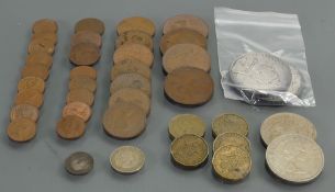 A group of UK coins including 2 x Victorian silver crowns: Dated 1889 & 1891.