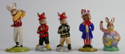 5 x Royal Doulton Bunnykins figures: Fireman DB 183 no cert special edition 1376/ 3500,