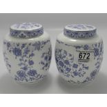 Minton Shalimar Pair Of Ginger Jars: Height 12cm(2)