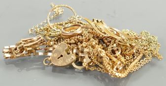 9ct gold scrap items: including necklaces, chains etc, 15.