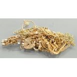 9ct gold scrap items: including necklaces, chains etc, 15.