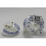 Minton Shalimar Pattern Paperweights: Curled Fox & Bear(2)