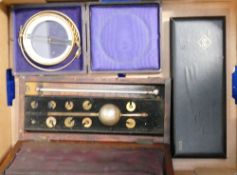 Group of scientific instruments: includes Sykes cased hydrometer,