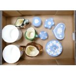 A mixed collection of items to include: Wedgwood Jasperware, Royal Doulton Character Jug,